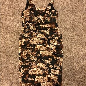 Express Black and Brown Floral Midi Dress